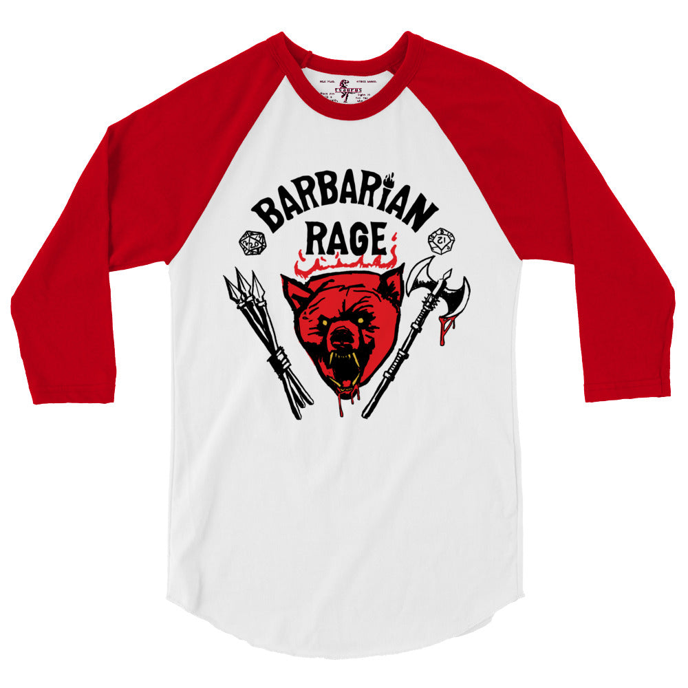 D&D Barbarian Raglan 3/4 sleeve red Tee inspired by Stranger Things Hellfire Club