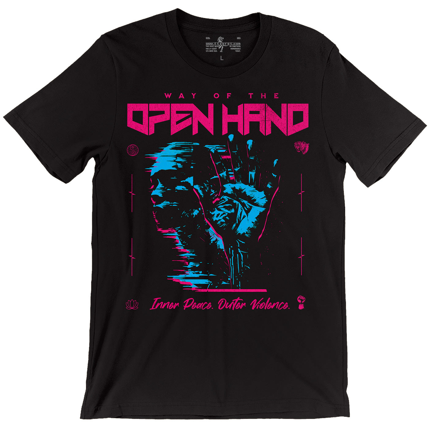 Monk Way of the Open Palm Retrowave D&D Black Unisex T-shirt