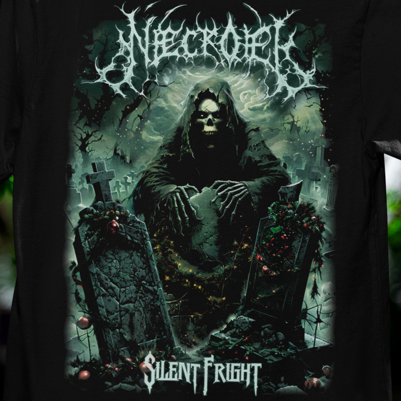 NecrOEL Silent Fright Death Metal Christmas Band Unisex T-Shirt Art