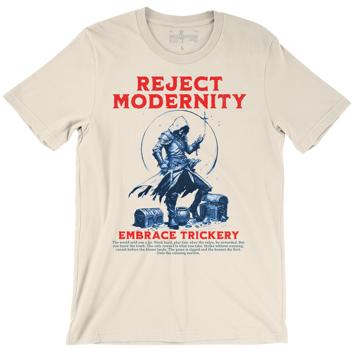 Reject Modernity Embrace Trickery Rogue Class D&D Unisex Natural T-shirt