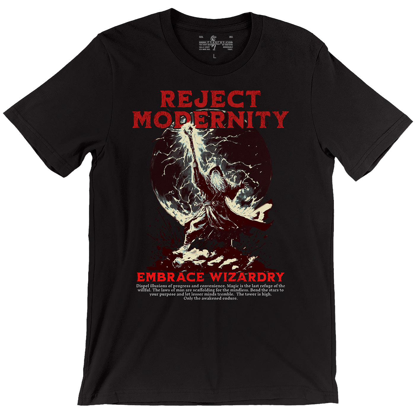 Reject Modernity Embrace Wizardry Unisex D&D Black t-shirt