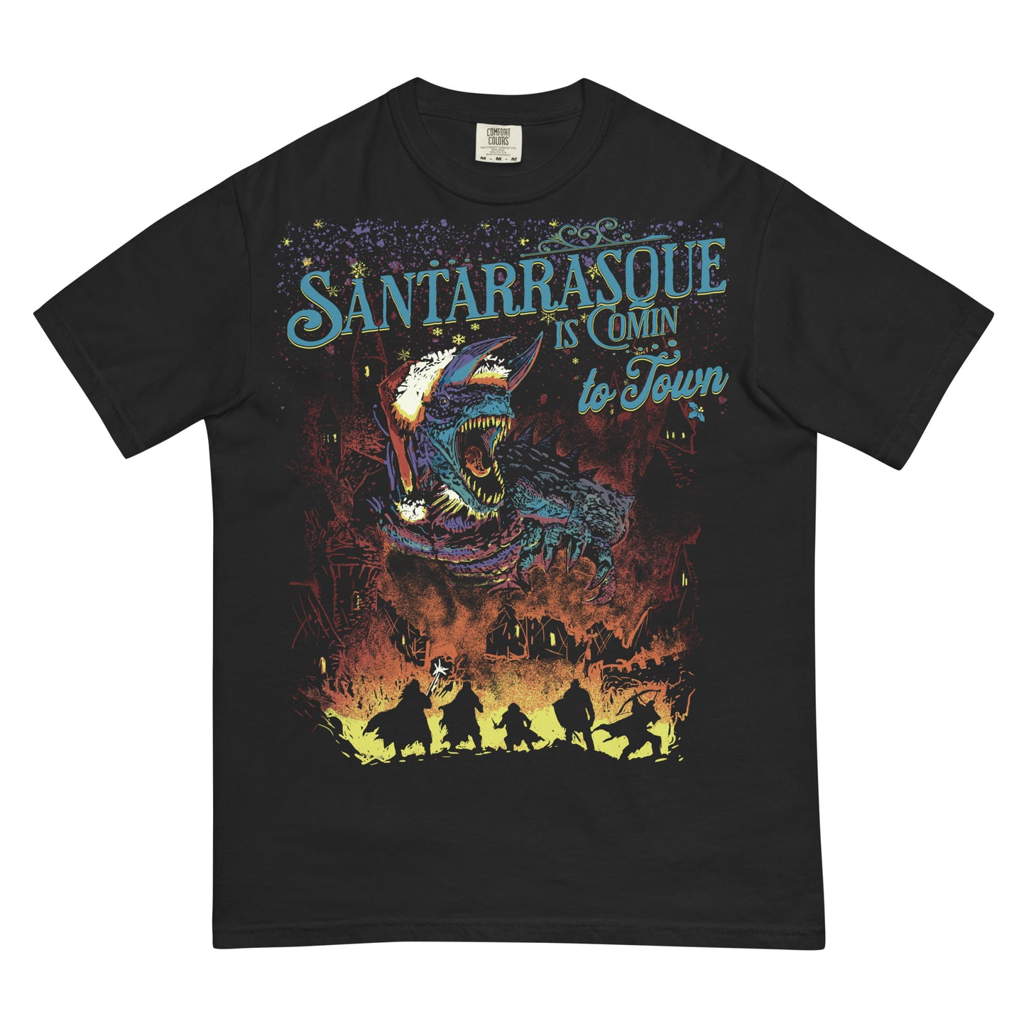 Santa Tarrasque is comin to town D&D Christmas Comfort Colors tee