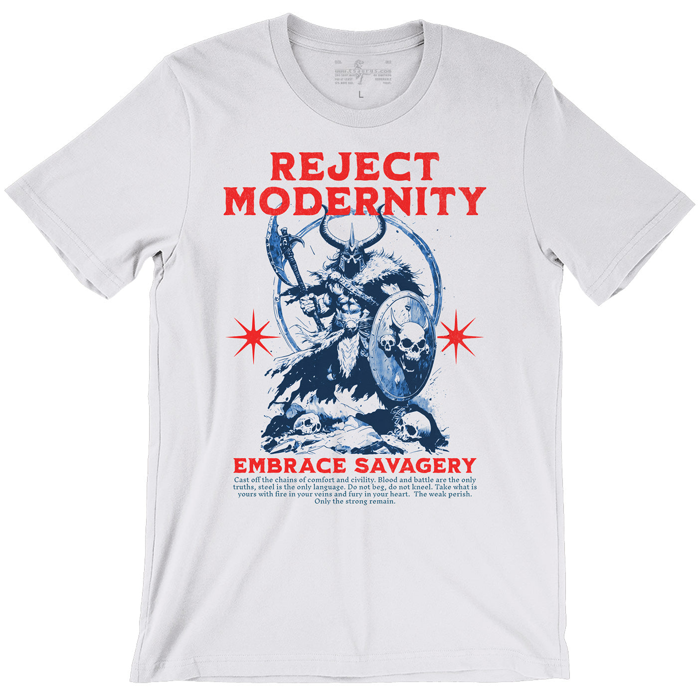 Barbarian Reject Modernity Embrace Savagery D&D White Unisex T-Shirt