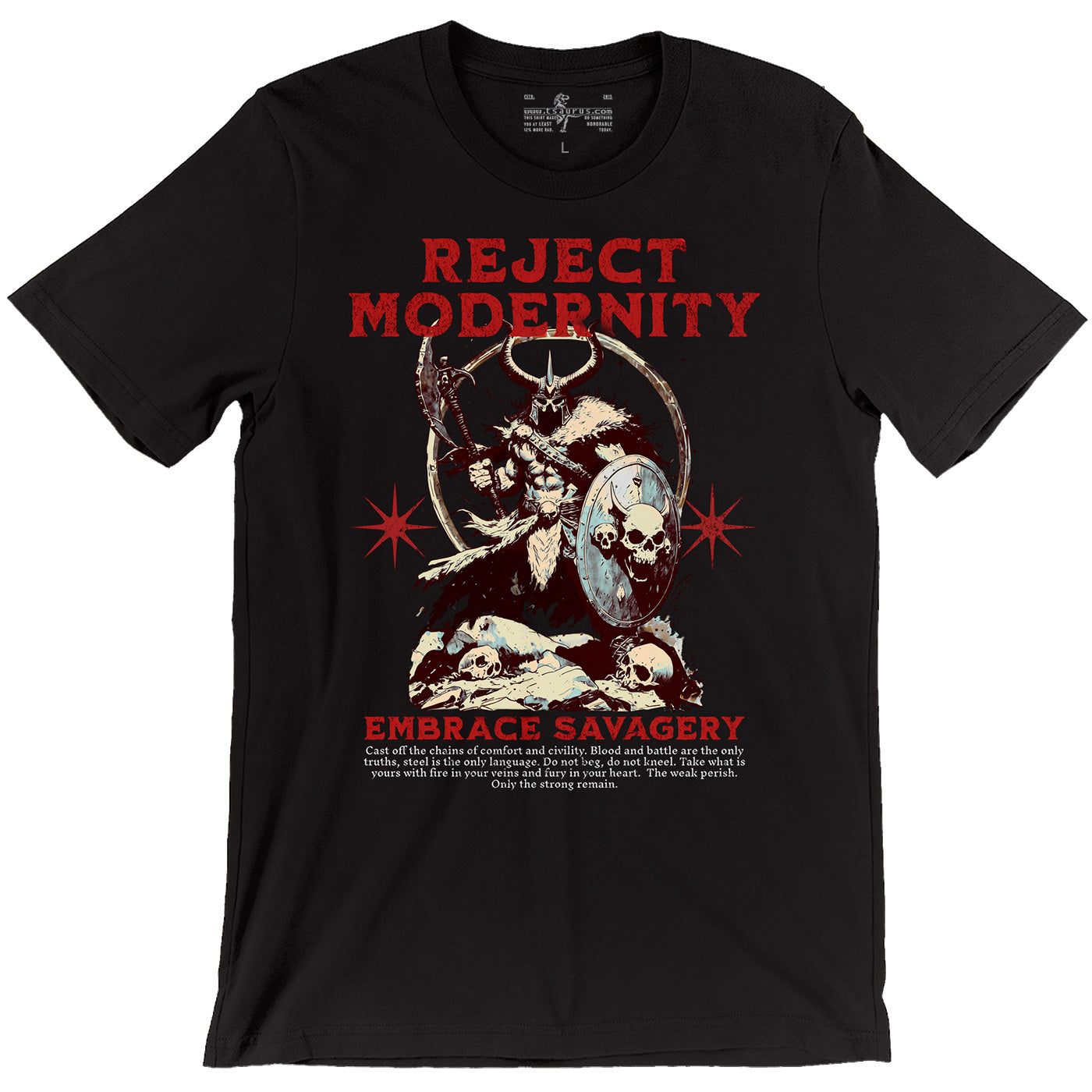 Barbarian Reject Modernity Embrace Savagery D&D Black Unisex T-Shirt