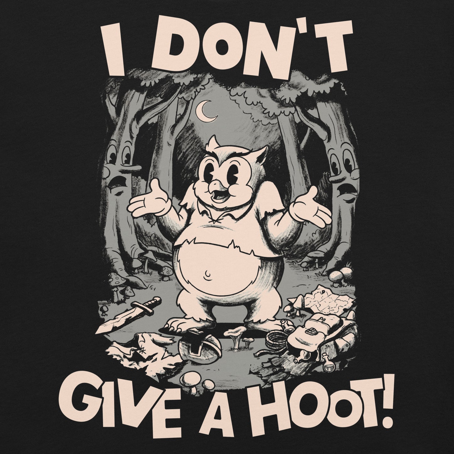 owlbear D&D t-shirt I don't give a hoot funny monster rpg art