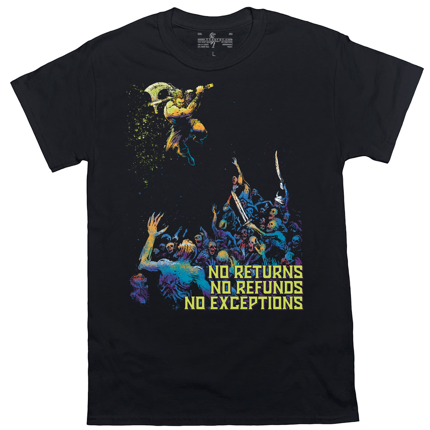 Barbarian with golden axe fighting undead DnD Black Heavyweight t-shirt