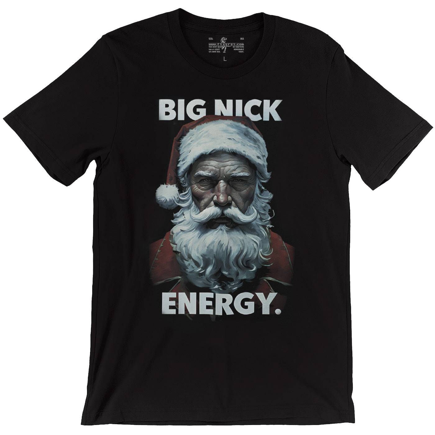 Big Nick Energy Serious looking Santa Clause Black Unisex T-Shirt Mockup