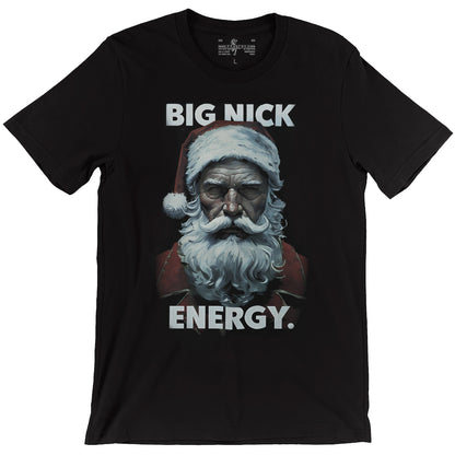 Big Nick Energy Serious looking Santa Clause Black Unisex T-Shirt Mockup
