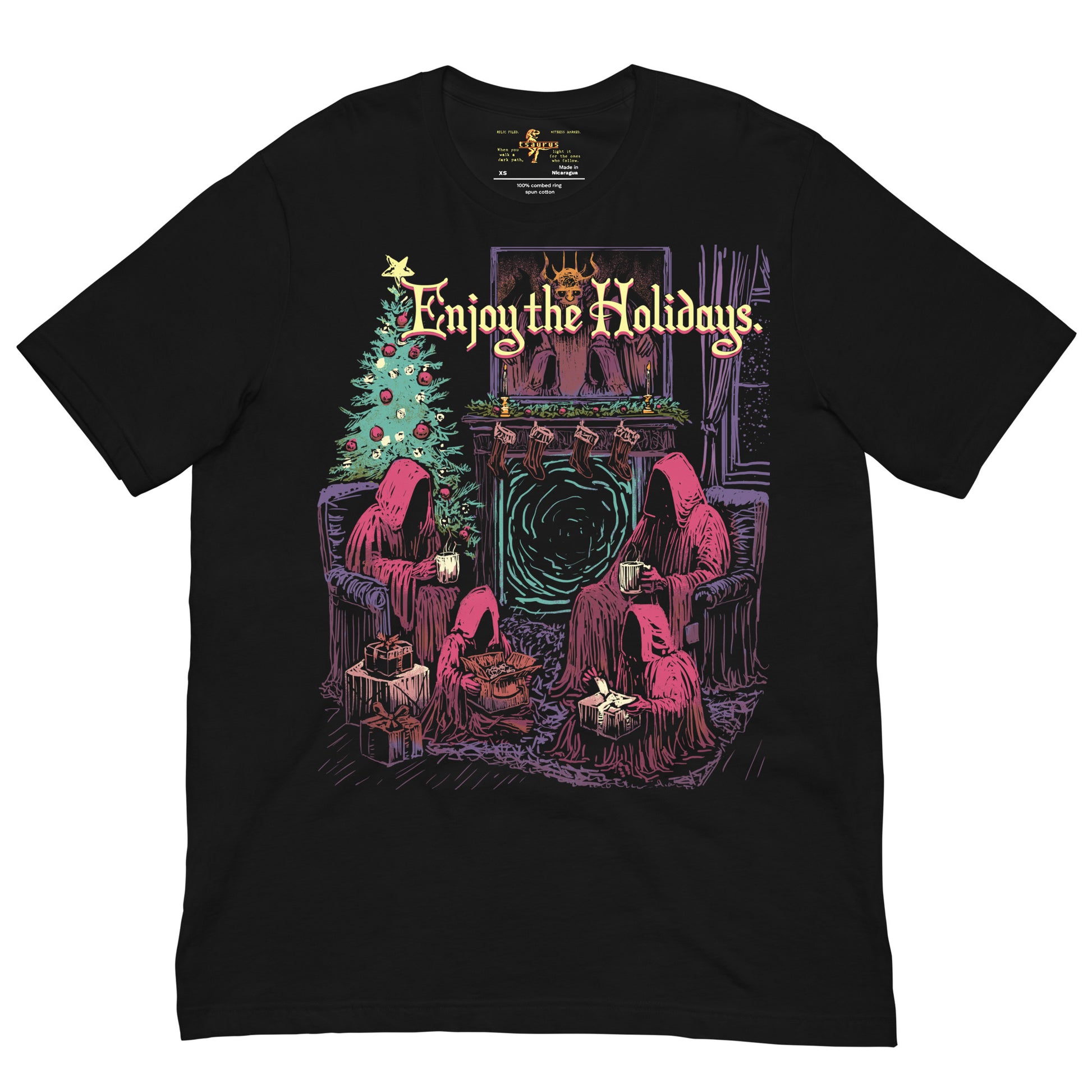 D&D Warlock holiday black t-shirt 