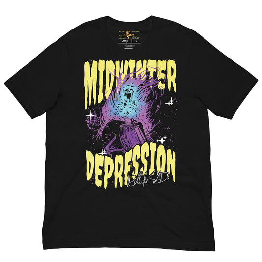 D&D winter depression parody black unisex t-shirt