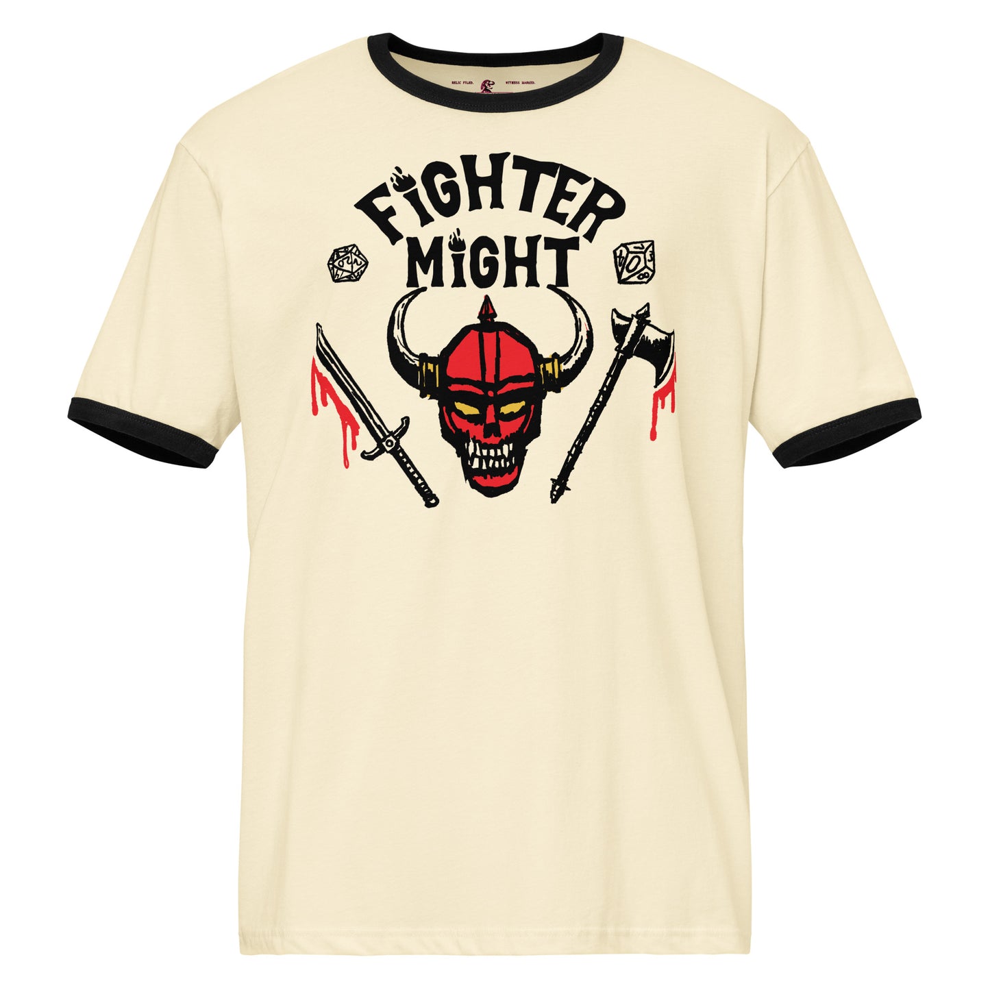 Fighter D&D Ringer Tee inspired by Hellfire Club from Stranger Things