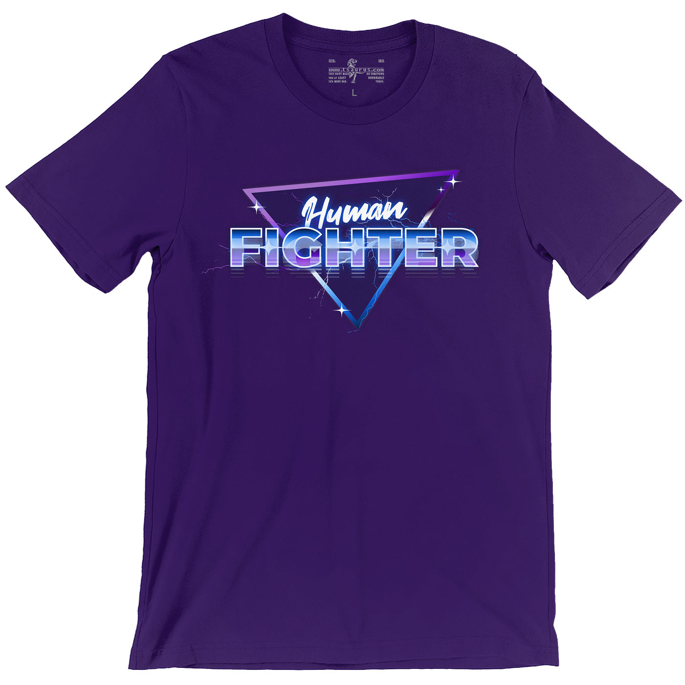 Human Fighter Retrowave Synthwave Purple Unisex D&D ttrpg T-shirt