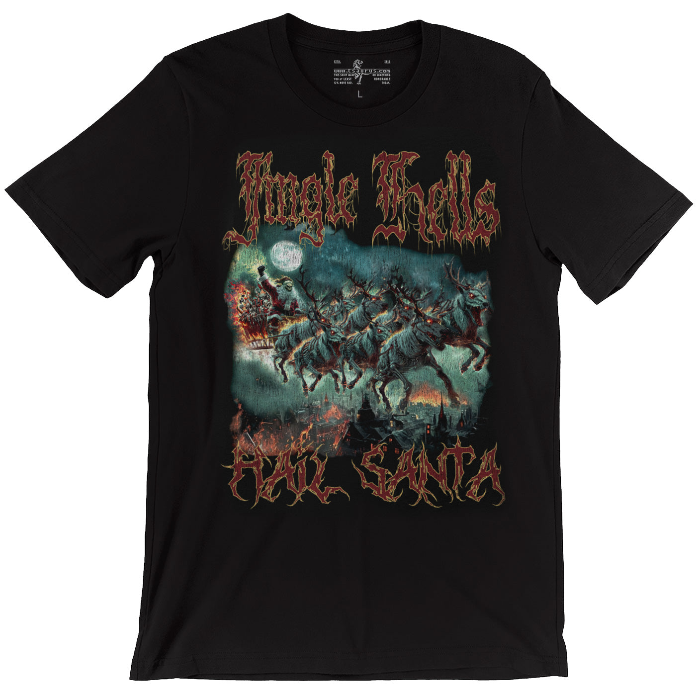 Jingle Hells - Hail Santa Black Unisex T-shirt, Death Metal Christmas Shirt