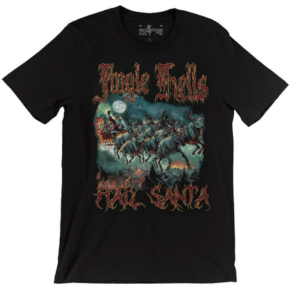 Jingle Hells - Hail Santa Black Unisex T-shirt, Death Metal Christmas Shirt