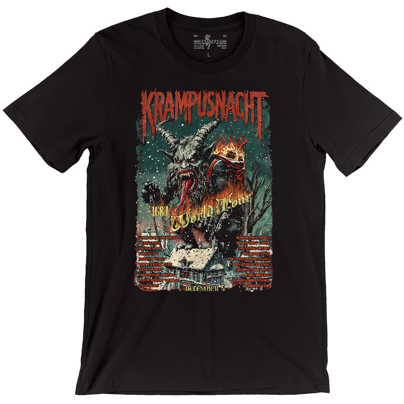 Krampusnacht ancient German Christmas Devil World Tour Band Black Unisex T-Shirt 