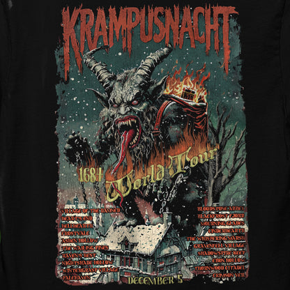 Krampusnacht ancient German Christmas Devil World Tour Band Black Unisex T-Shirt Art Design