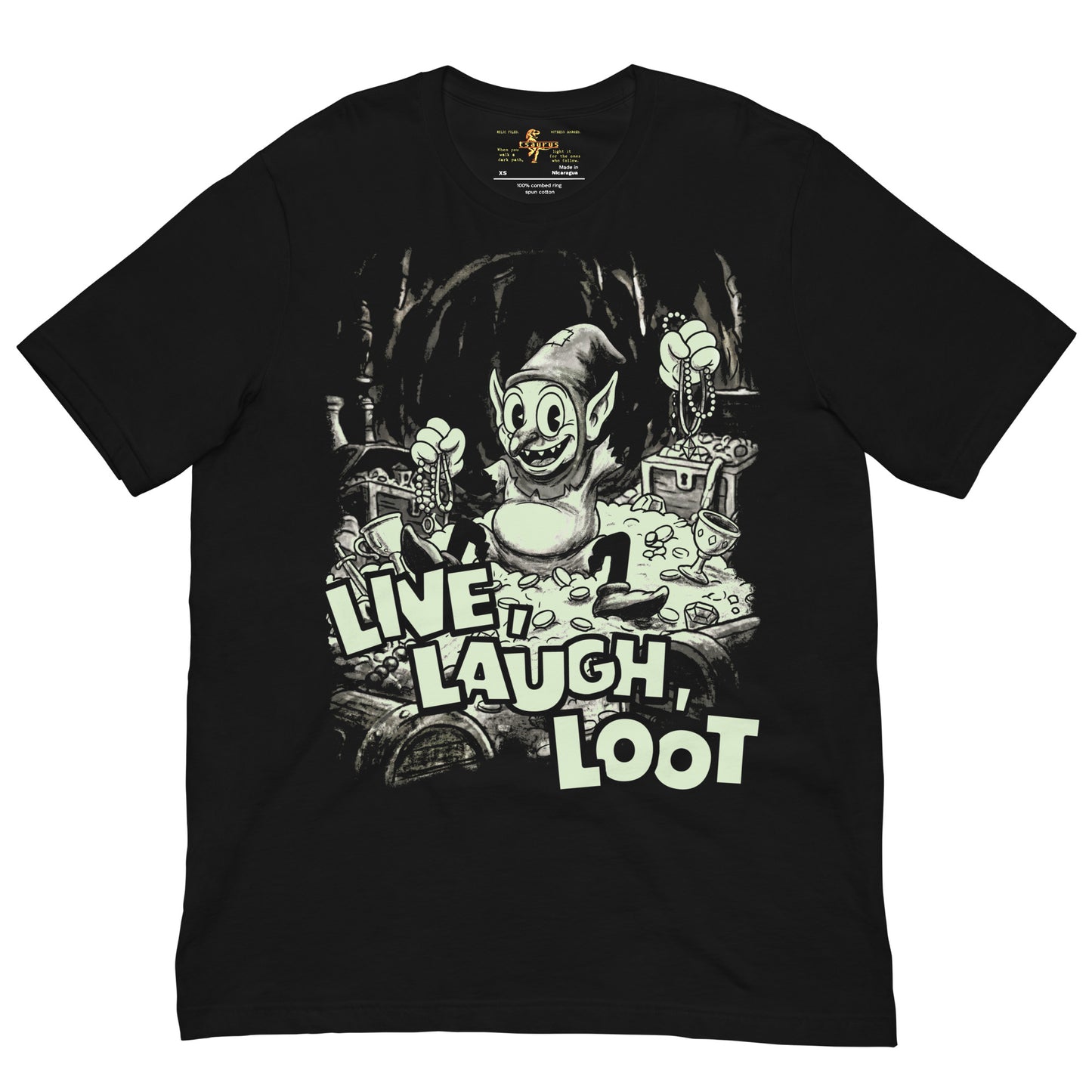 Live Laugh Loot Treasure Goblin Rubber Hose funny D&D T-shirt