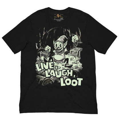 Live Laugh Loot Treasure Goblin Rubber Hose funny D&D T-shirt