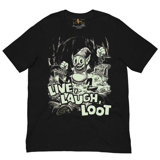 Live Laugh Loot Treasure Goblin Rubber Hose funny D&D T-shirt