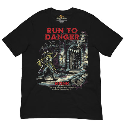 Monk D&D T-shirt - Run to Danger Old School D&D Monk tee