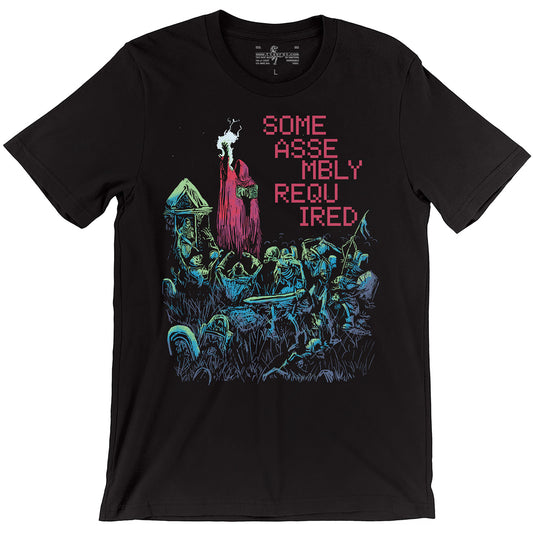 Necromancer wizard raising an army of the dead in a graveyard D&D halloween tee