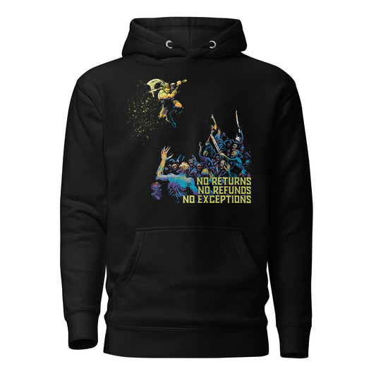No Returns No Refunds Barbarian fighting Zombies Heavyweight Hoodie
