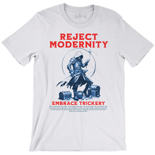 Reject Modernity Embrace Trickery Rogue Class D&D Unisex White T-shirt 