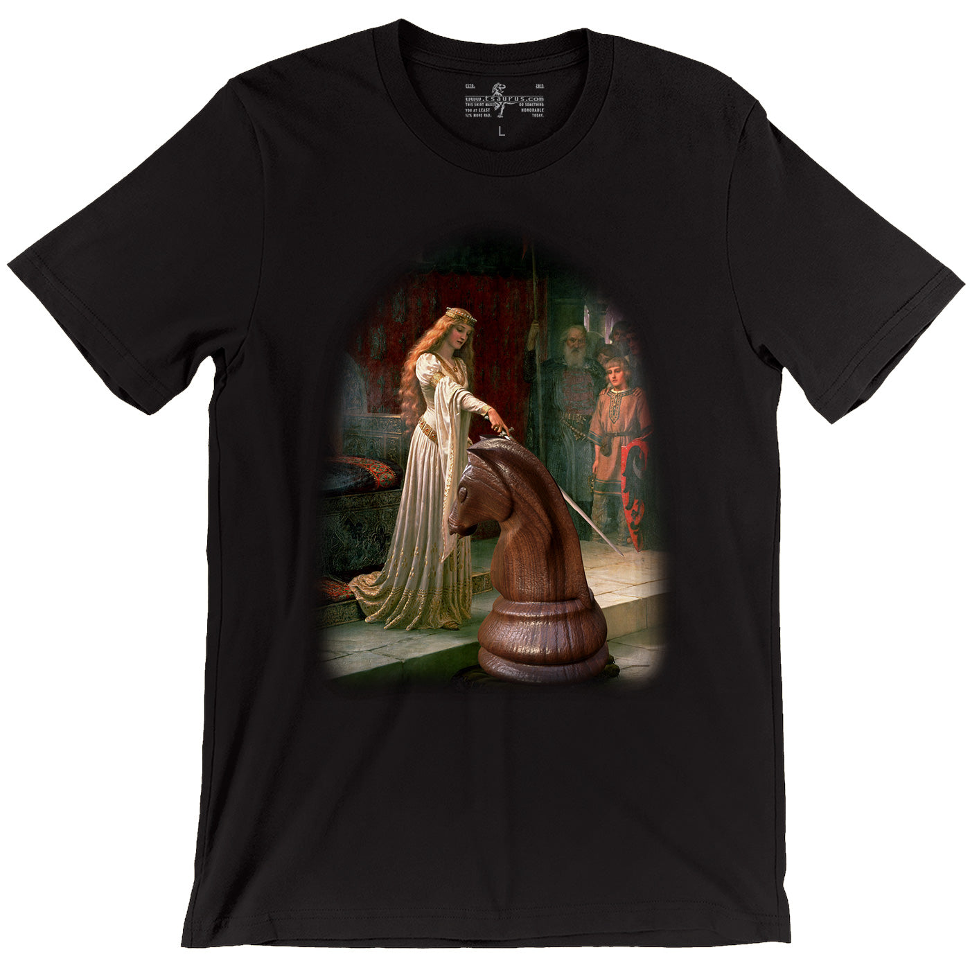 The Accolade painting remixed with a Chess Knight instead of a human knight. Game Nights are sacred.