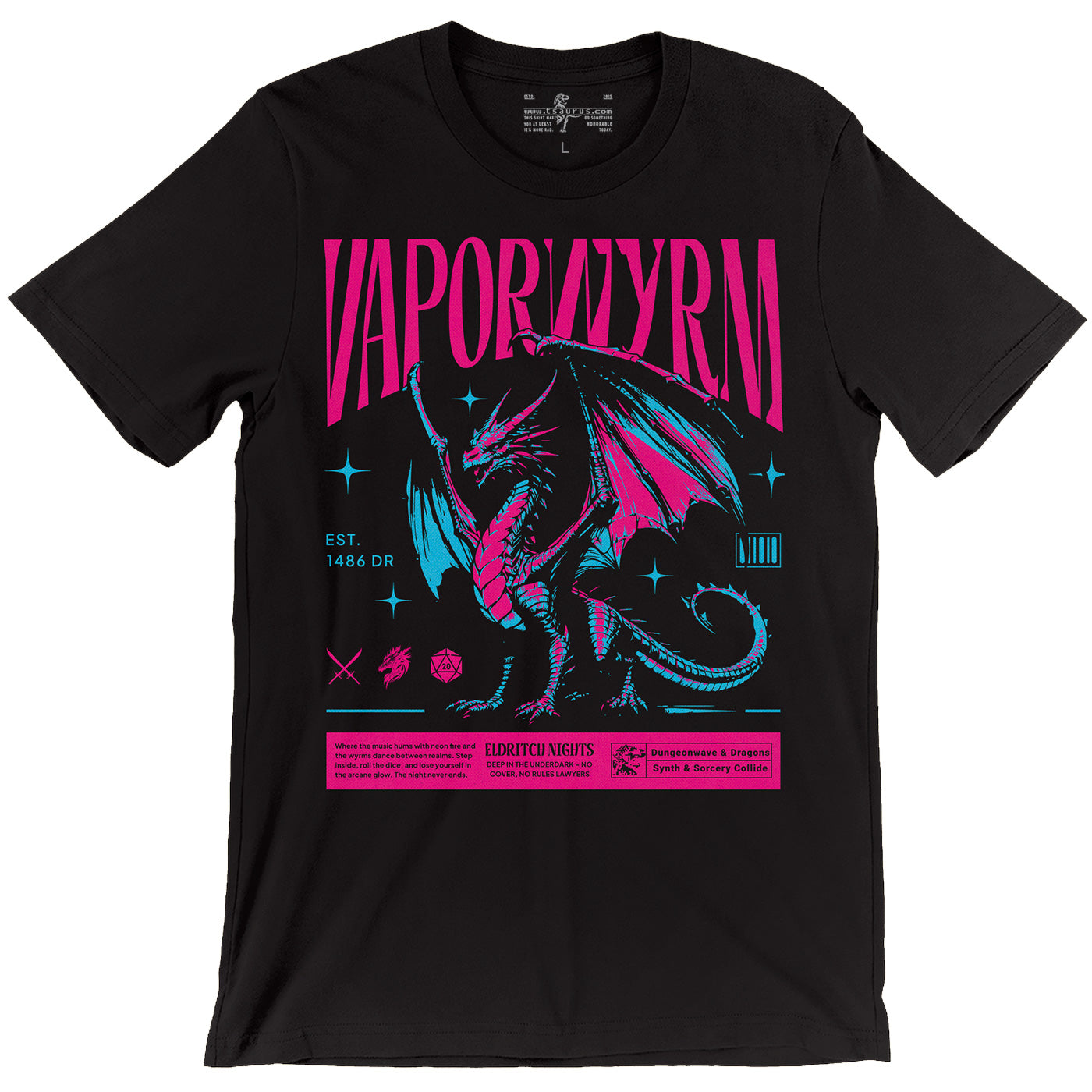 Vaporwyrm underdark night club D&D black unisex t-shirt